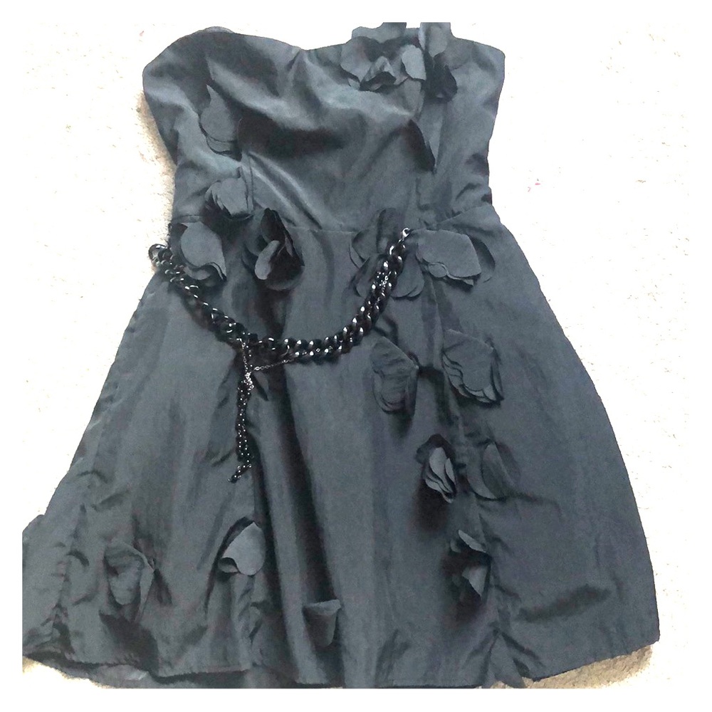 Bebe black embroidered mini dress